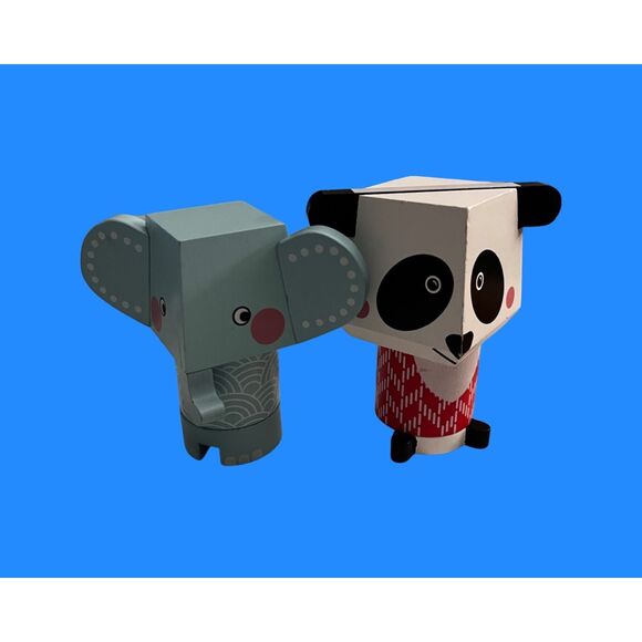 6 Manhattan Toy Mix And Match Magnetic Stacker Animals Fox Panda Elephant Bunny - Picture 5 of 7